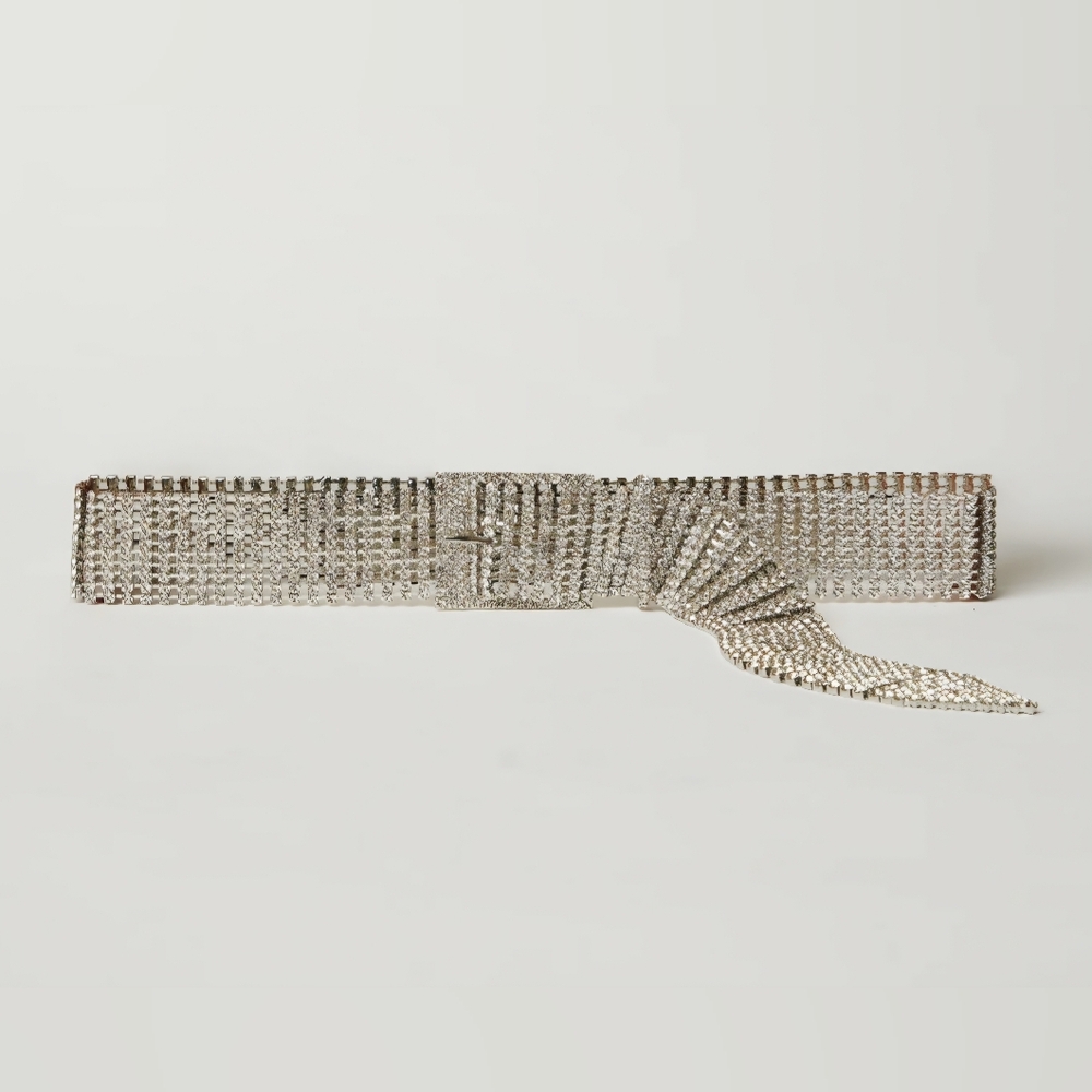 B-Low the Belt Shimmering Silver Crystal Farrah Belt